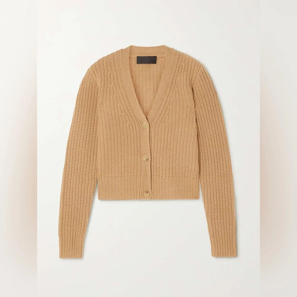 Nili Lotan Medium Alexis Cashmere V-Neck Cardigan Chunky Rib Knit Luxury Casual - Picture 13 of 13